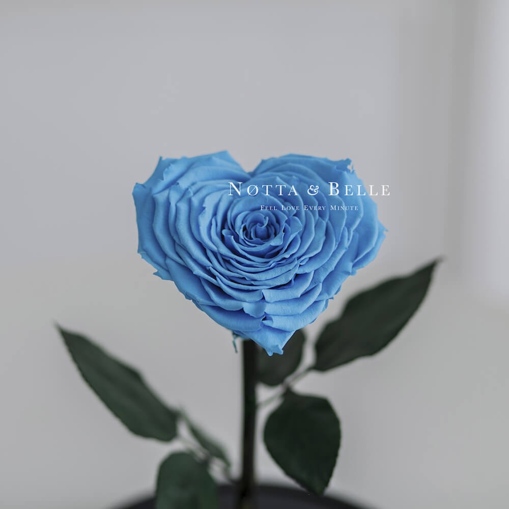 Голубая роза Premium в форме сердца