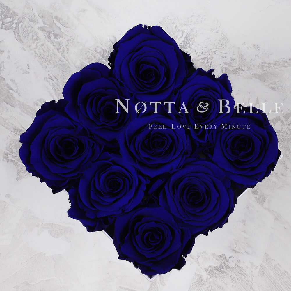 Blue bouquet «Romantic» in a black box - 9 roses