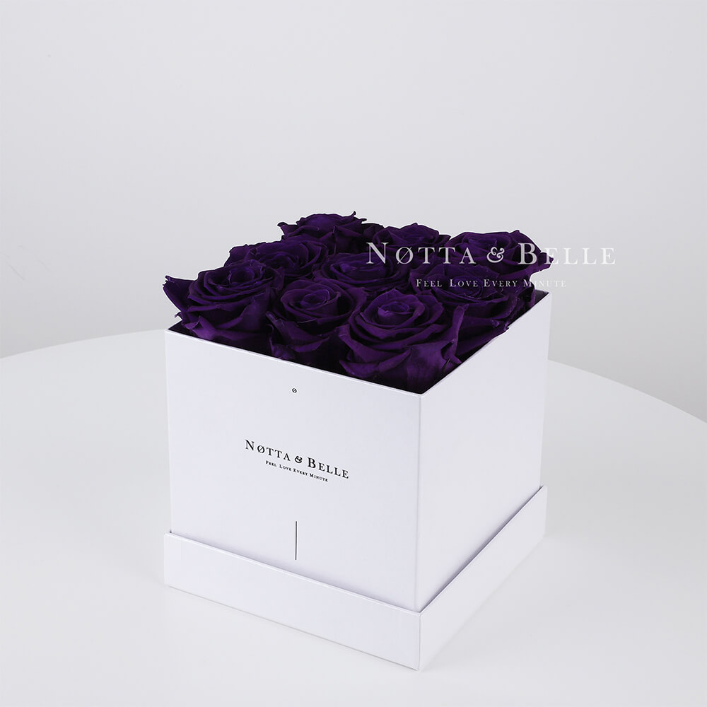 Purple bouquet «Romantic» in a white box - 9 roses