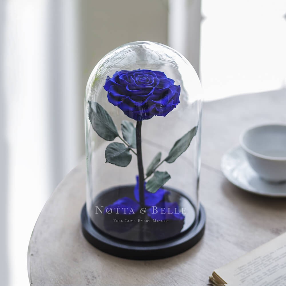 Синяя роза в колбе Premium с Подсветкой