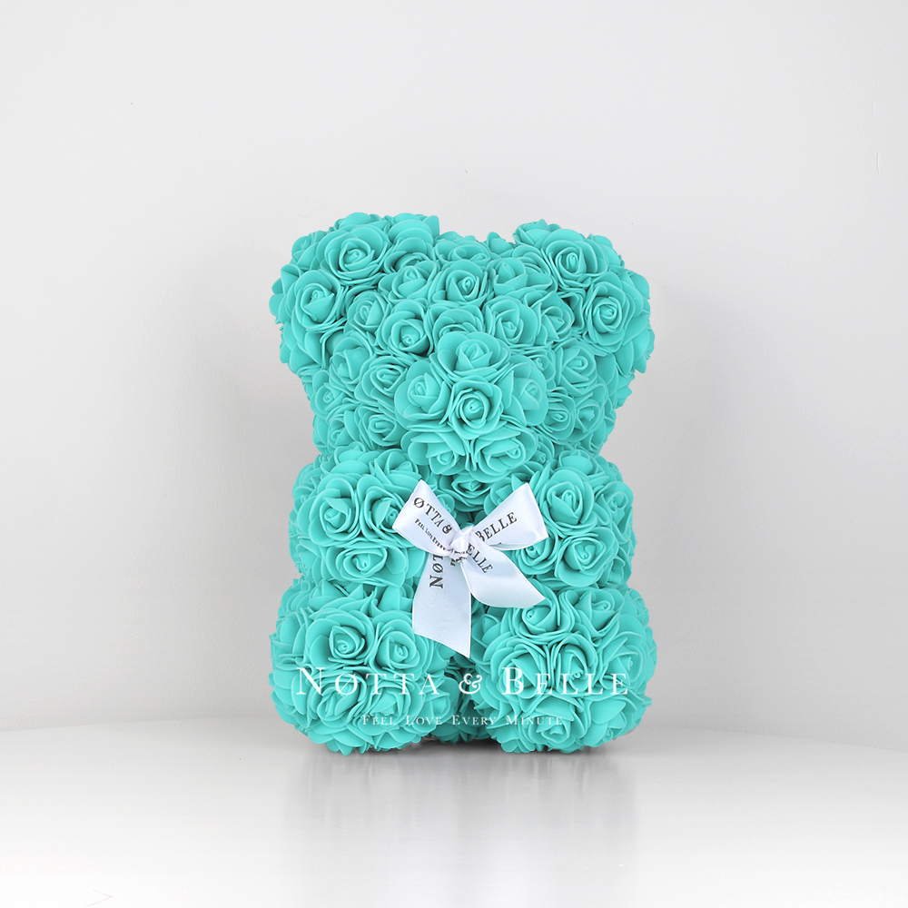 Turquoise Rose Bear - 10 in (25 cm) 