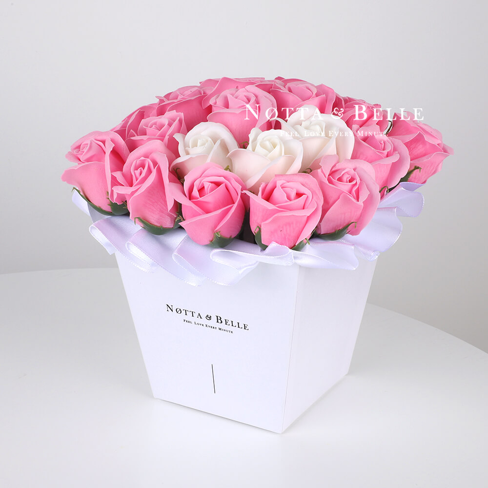 Мыльный букет розового цвета №221 из 21 розы