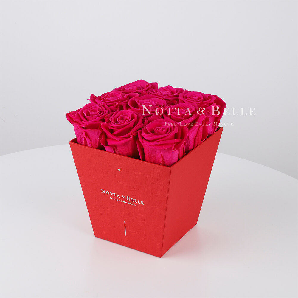 Долговечный букет из 9 ярко розовых роз - №164