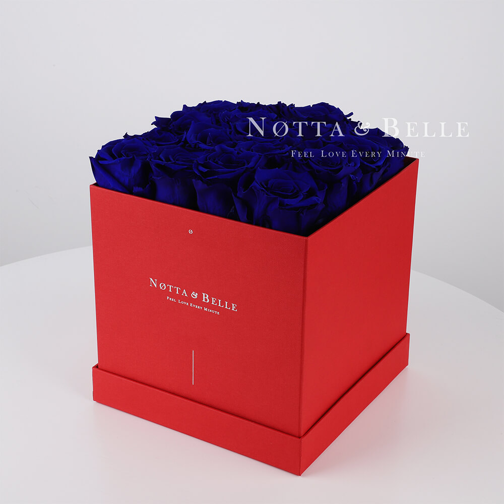 Долговечный букет из 17 синих роз - №434