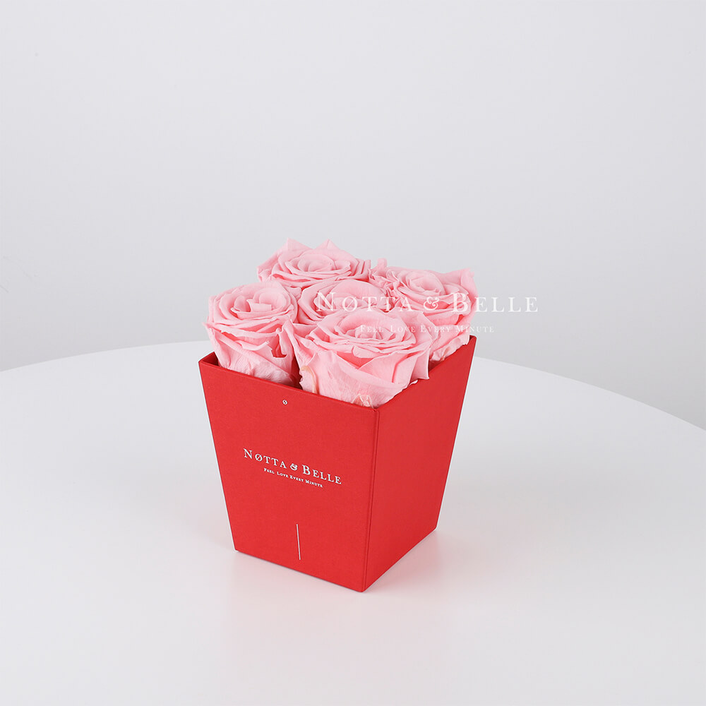 Долговечный букет из 5 розовых роз - № 024