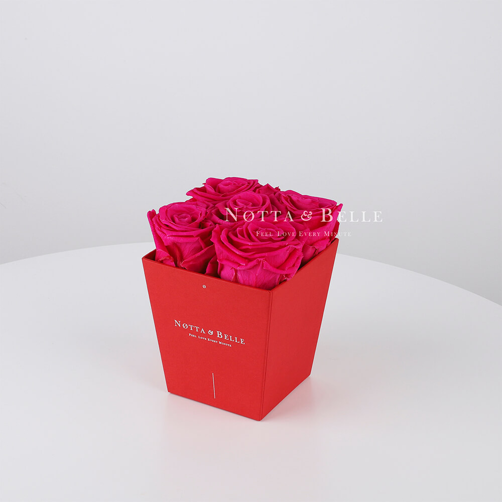Долговечный букет из 5 ярко розовых роз - №064