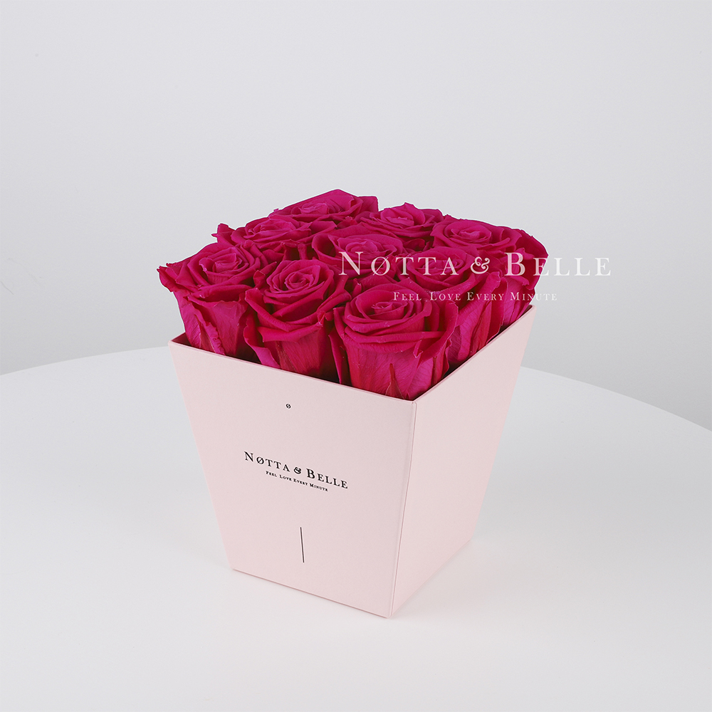Долговечный букет из 9 ярко розовых роз - №165