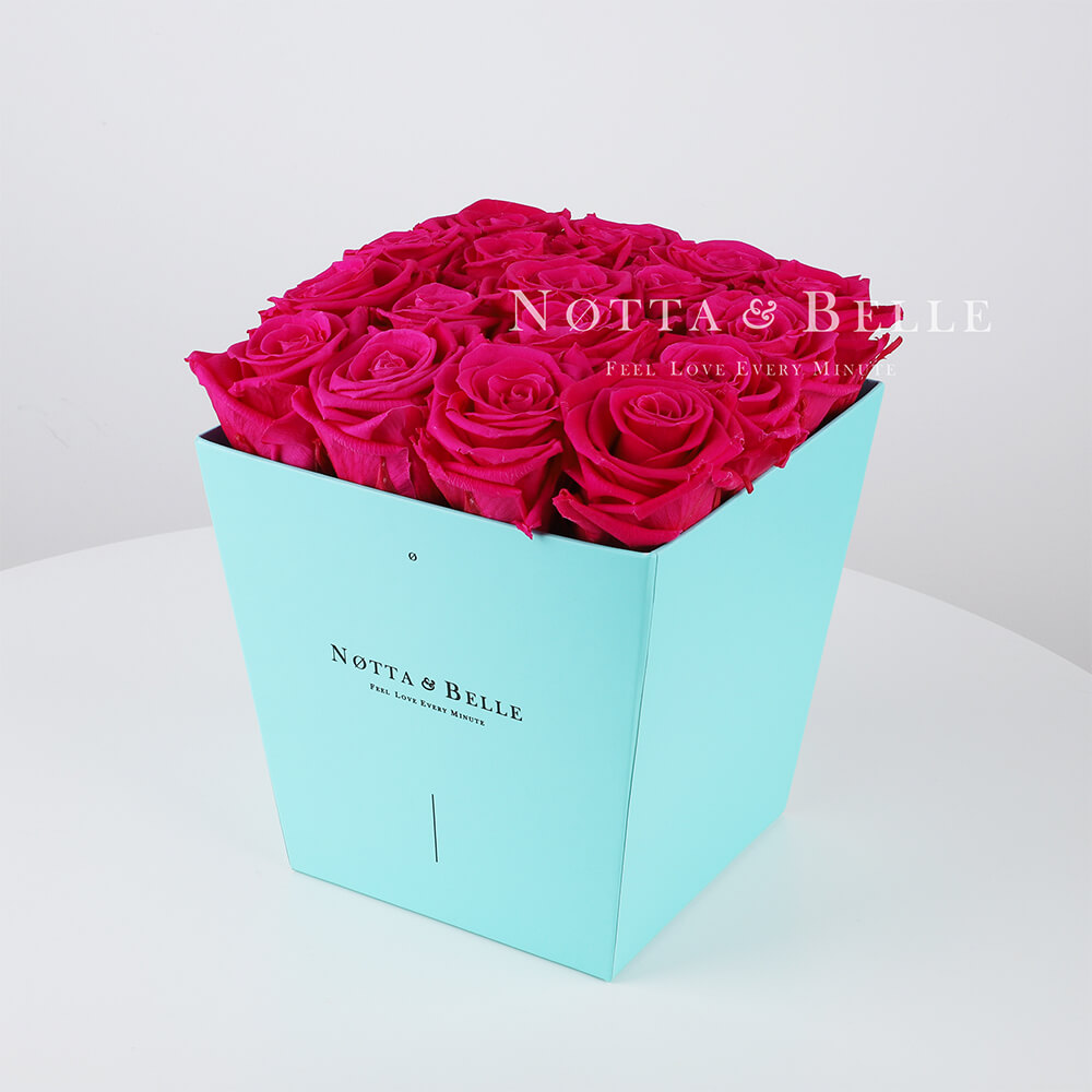 Долговечный букет из 17 ярко розовых роз - №263