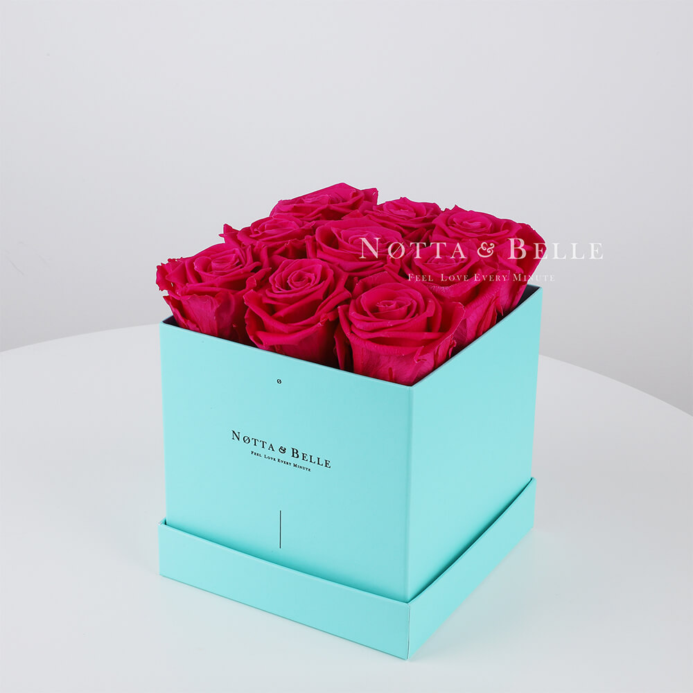 Долговечный букет из 9 ярко розовых роз - №363