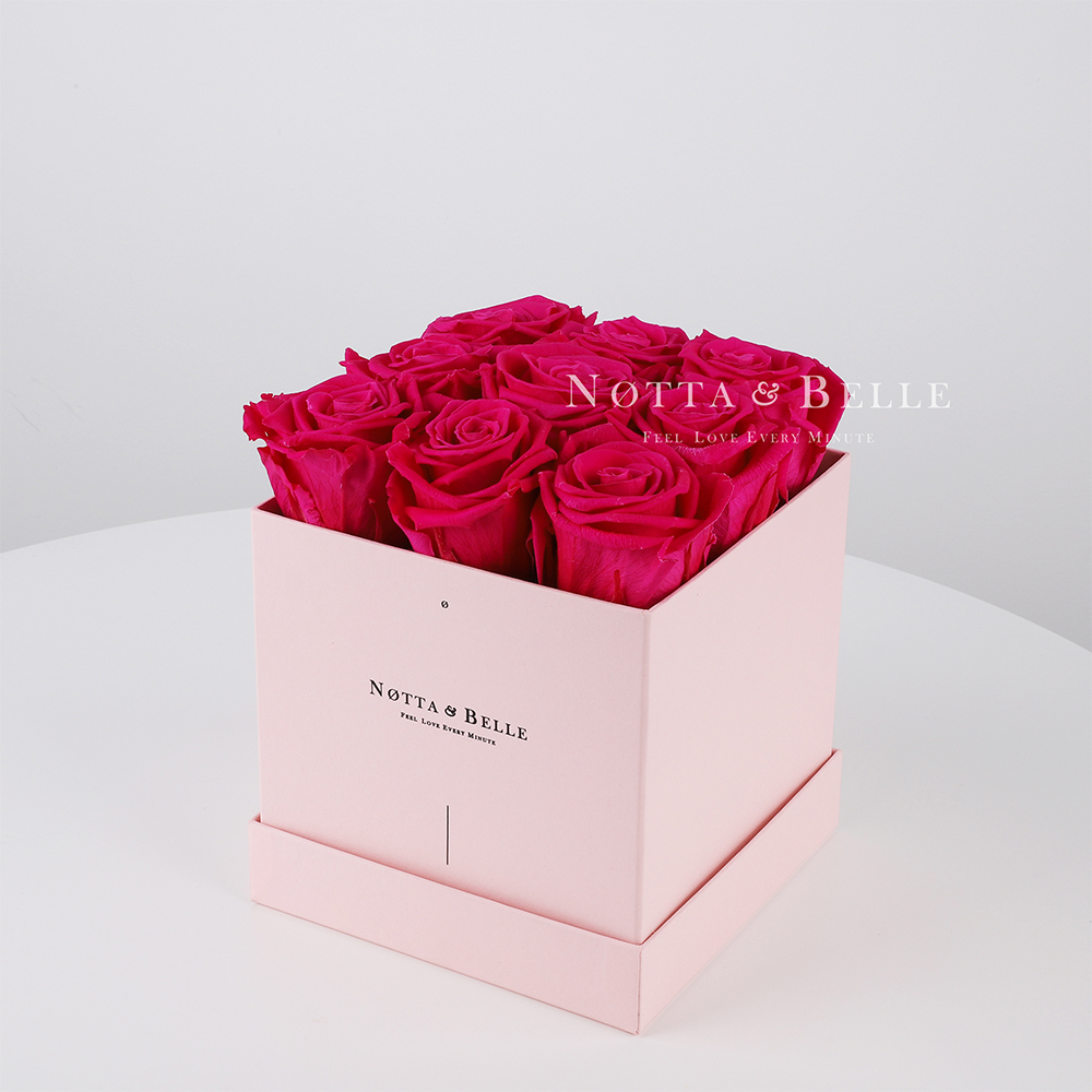 Долговечный букет из 9 ярко розовых роз - №365
