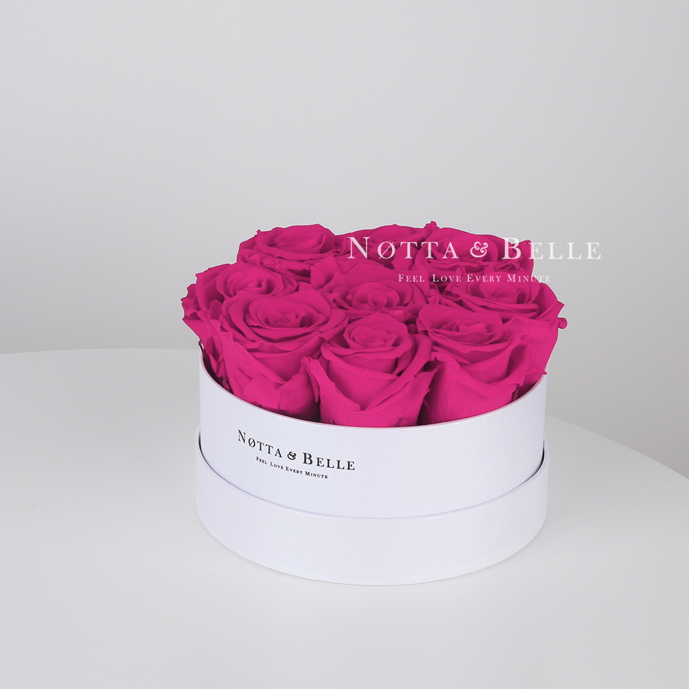 Долговечный букет из 9 роз цвета фуксии - №1021