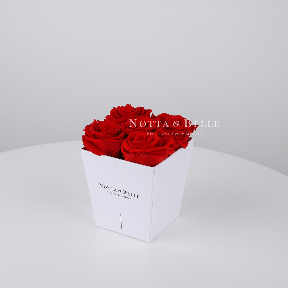 Ramo rojo «Forever» en una caja blanca - 5 piezas