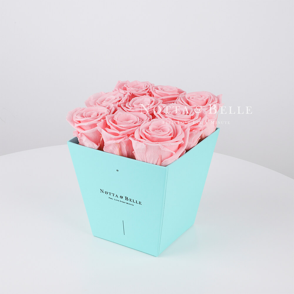 Долговечный букет из 9 розовых роз - №123