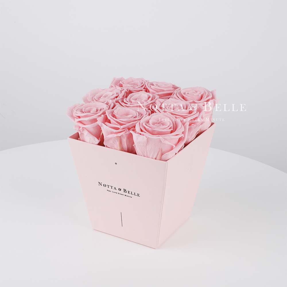 Долговечный букет из 9 розовых роз - №125