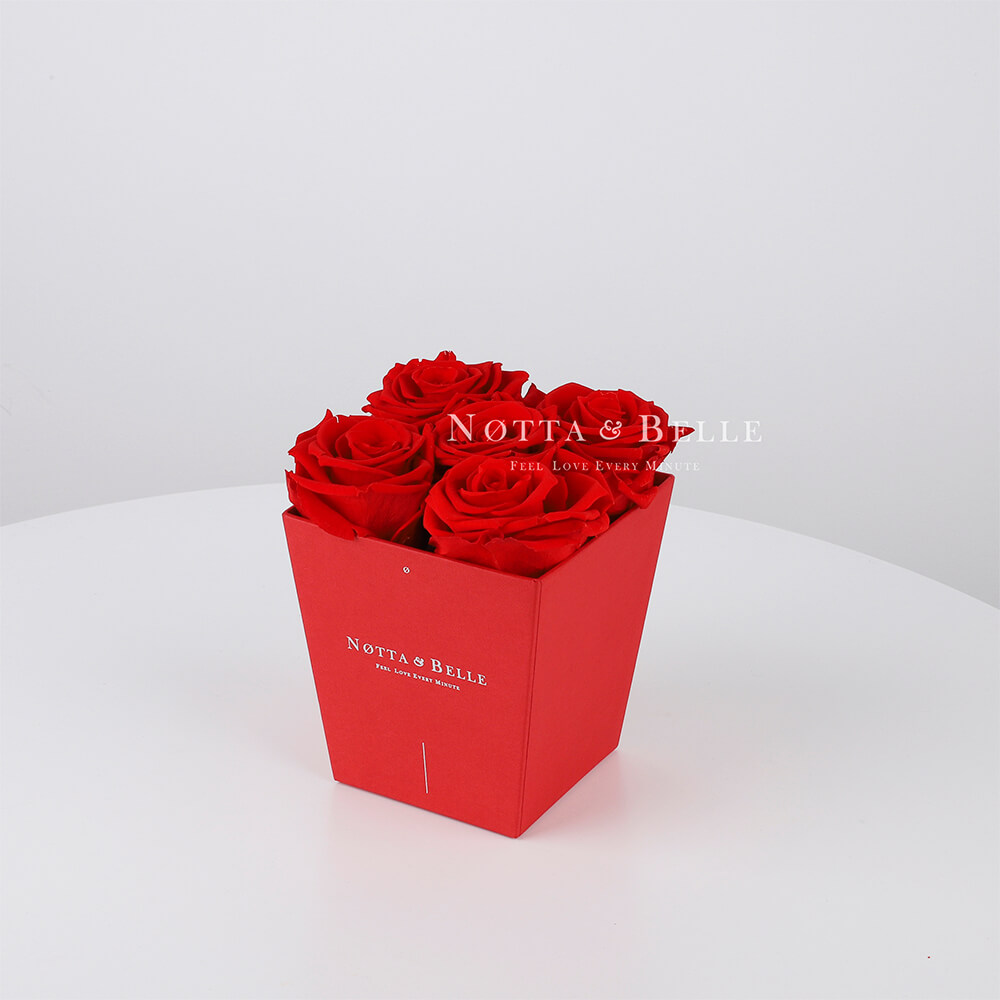 Долговечный букет из 5 красных роз - № 014