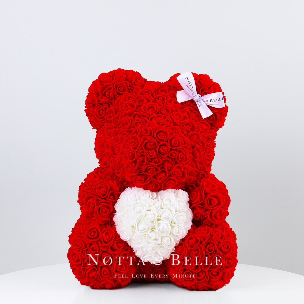 teddy bear made out of flowers