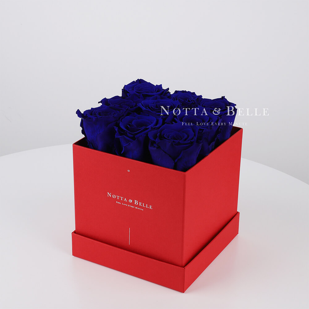 Долговечный букет из 9 синих роз - №334