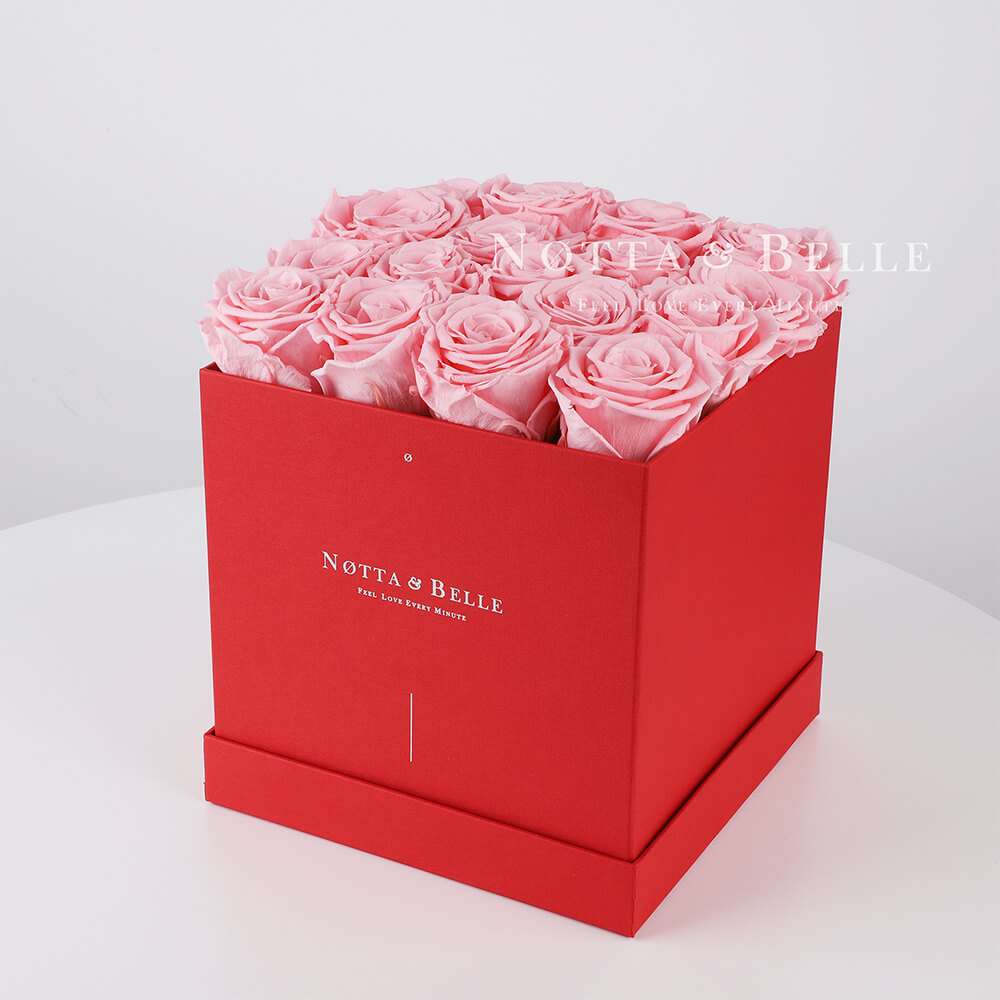 Долговечный букет из 17 розовых роз - №424
