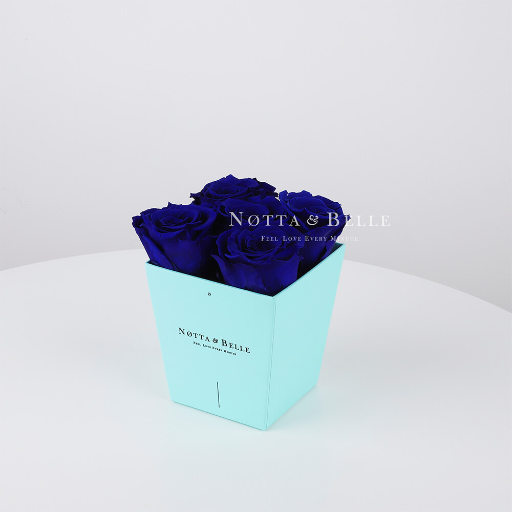 Долговечный букет из 5 синих роз - № 033