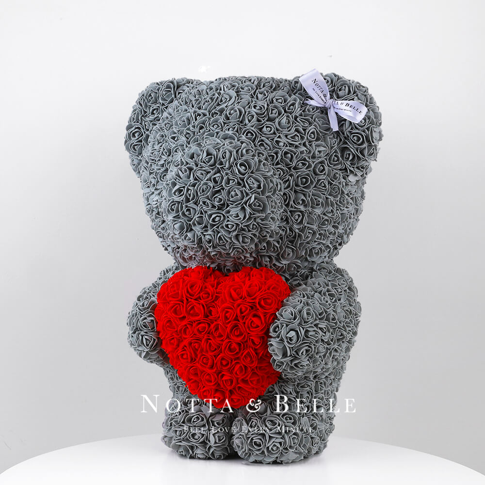 Grey Rose Bear with a heart - 22 in.