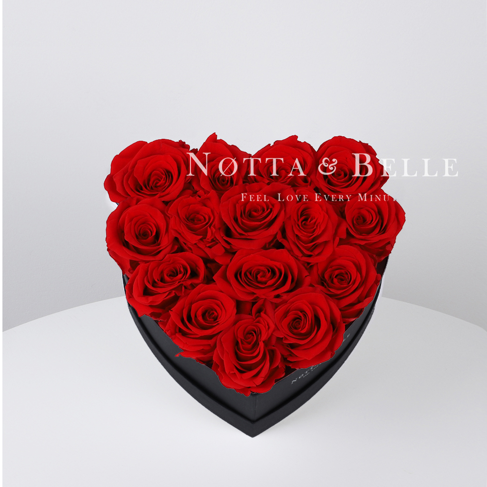 Bouquet rouge «Love» | 15 roses | boîte noire | Notta&Belle