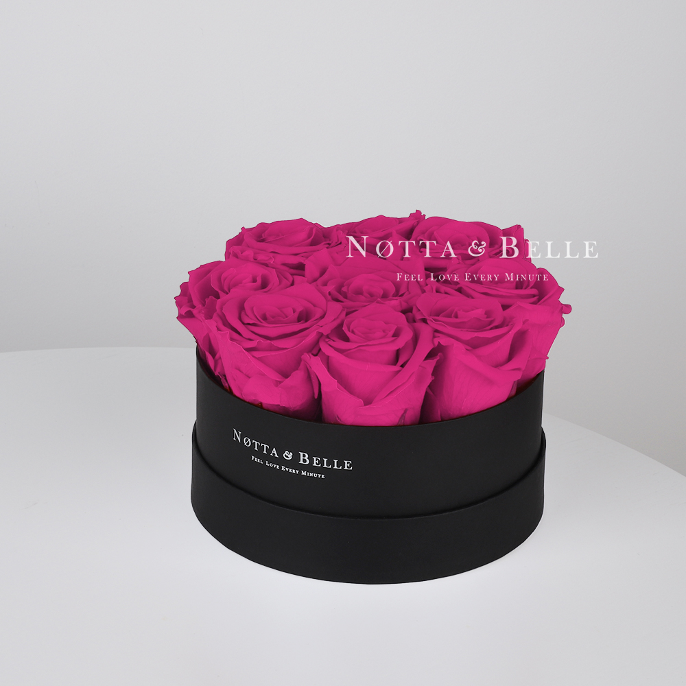 «Princess» de 9 roses couleur fuchsia