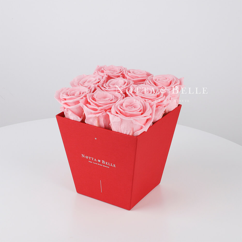 Долговечный букет из 9 розовых роз - №124