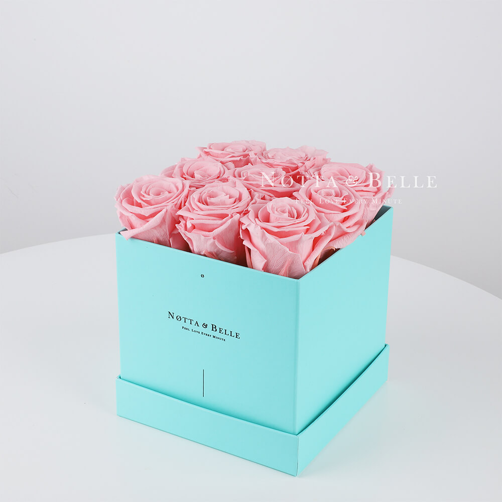 Долговечный букет из 9 розовых роз - №323