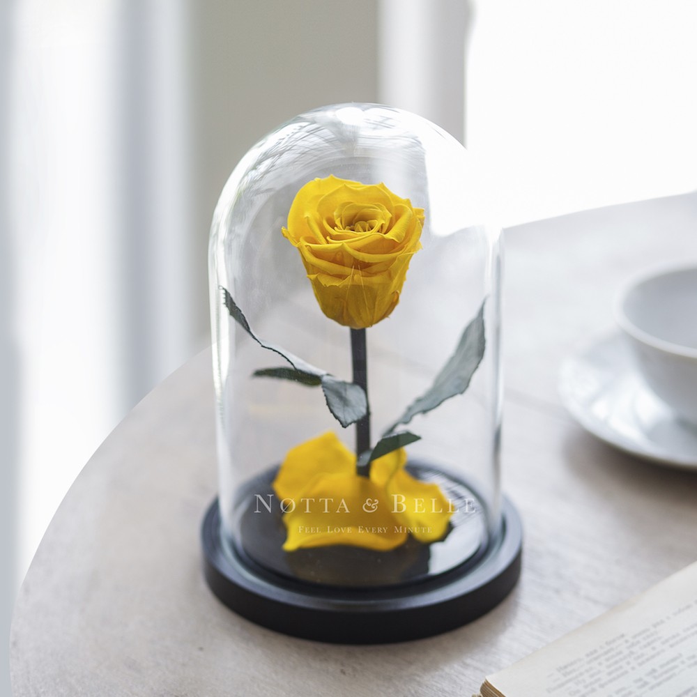 Желтая роза в колбе Mini