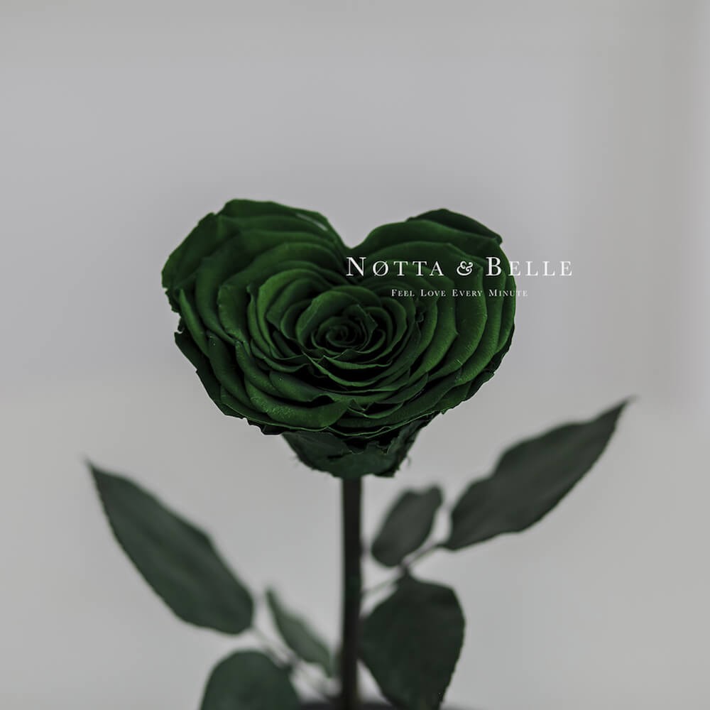 Темно-Зеленая роза Premium в форме сердца