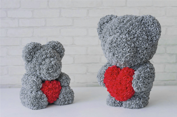 Forever Rose Teddy Bear - Premium X - Grey 14 in.