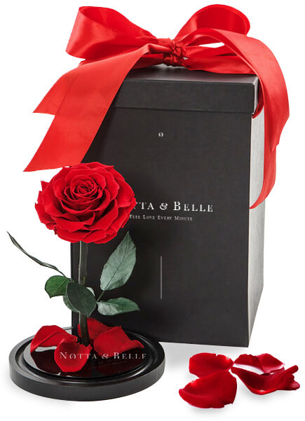 Rose personnalisée sous cloche - coffret cadeau | Gravure individuelle